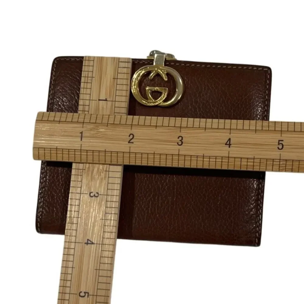 Gucci GG Leather Bifold Wallet with Kisslock Coin Pouch Vintage 80s Cash & Cards